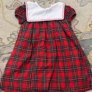 Red Plaid Dress with White Collar